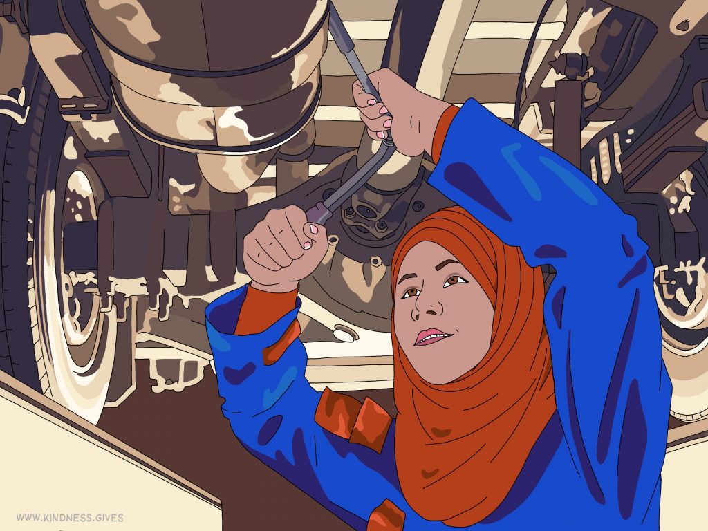 Feamale mechanic with hijab